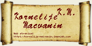 Kornelije Mačvanin vizit kartica